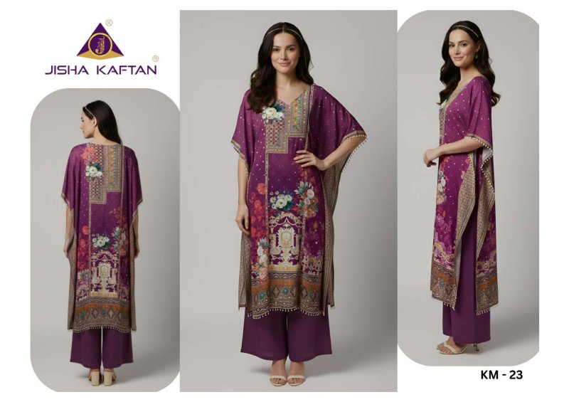 Kaftan Co Ord Set With Value Addition Vol 4 By Jisha Poly Feather Silk Kaftan 